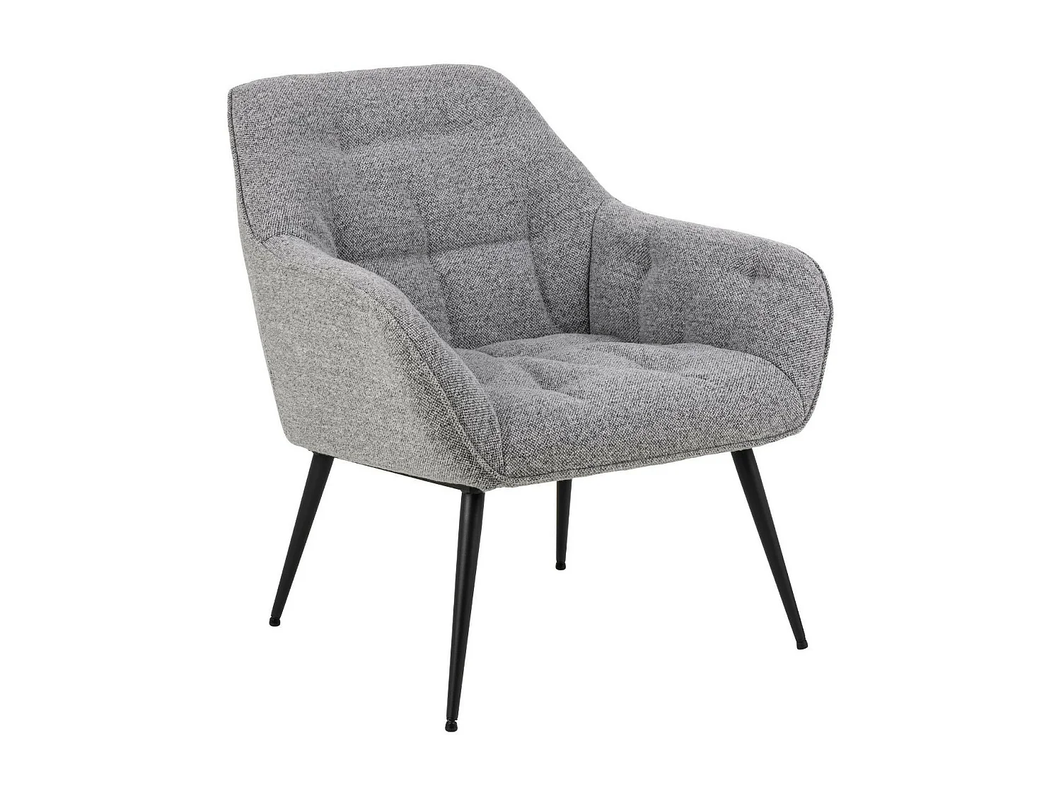 Fauteuil en tissu gris piétement oblique en métal noir - SAMY