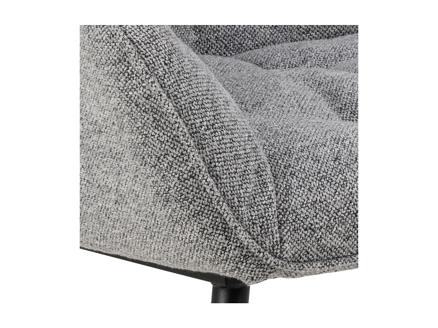 Fauteuil en tissu gris piétement oblique en métal noir - SAMY