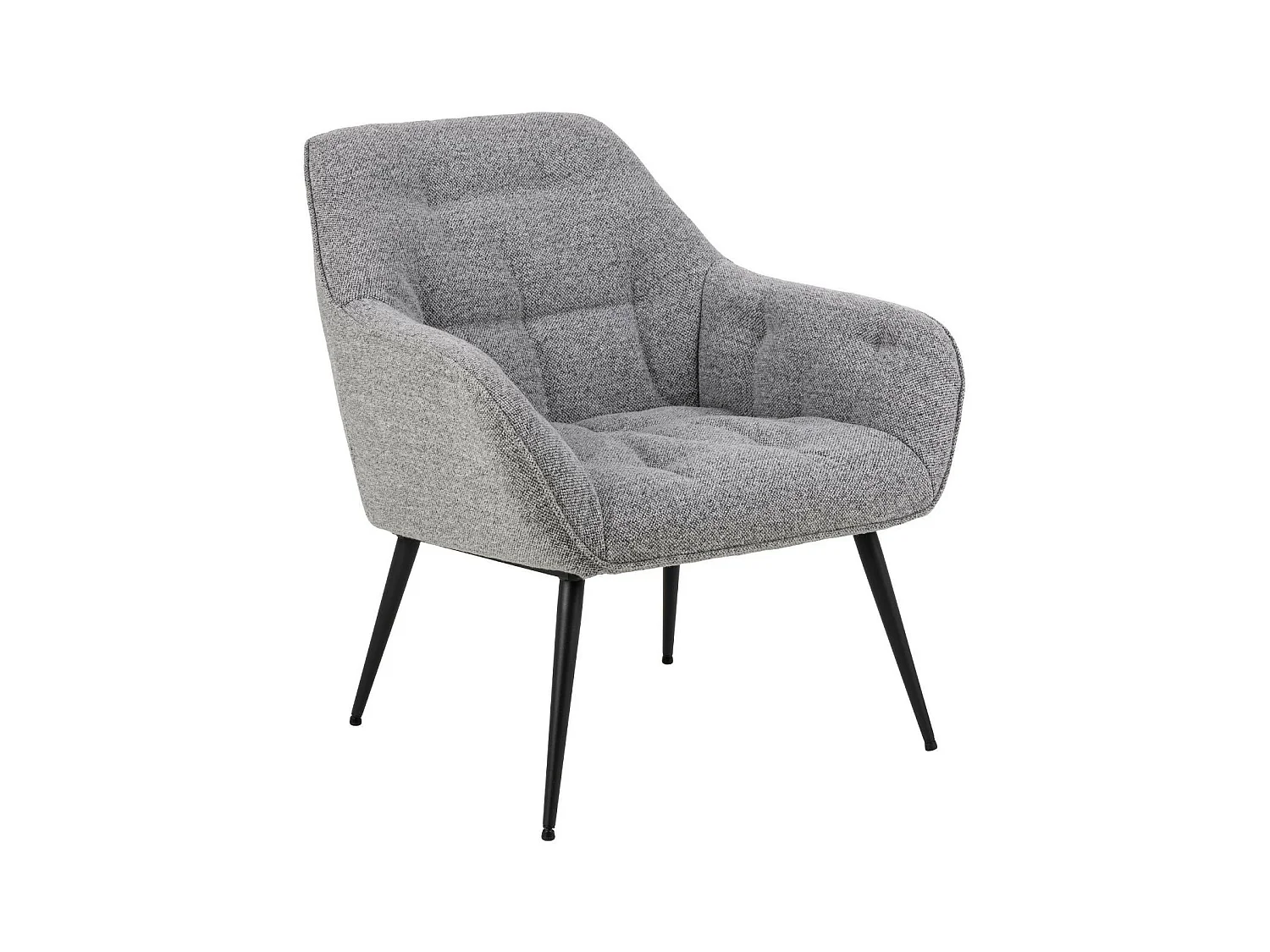 Fauteuil en tissu gris piétement oblique en métal noir - SAMY