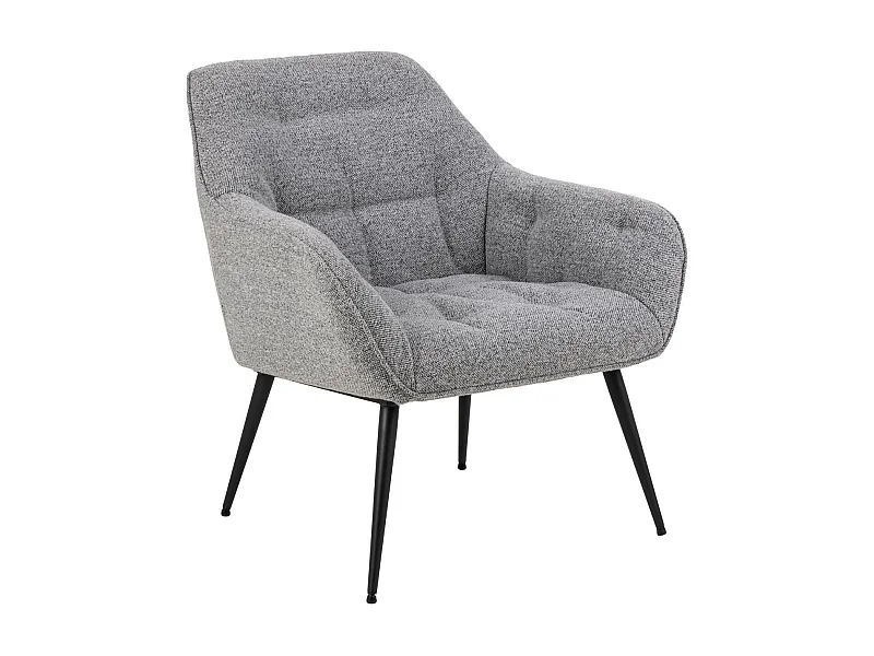 Fauteuil en tissu gris piétement oblique en métal noir - SAMY