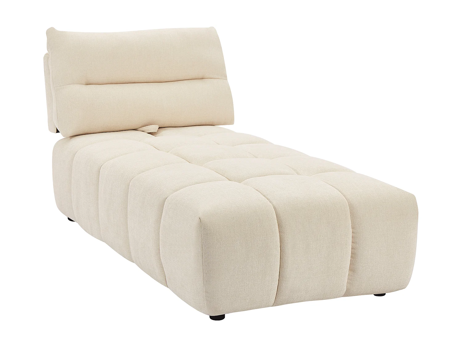 Szezlong z przesuwnym oparciem i beżową teksturowaną tapicerką - APOLIU