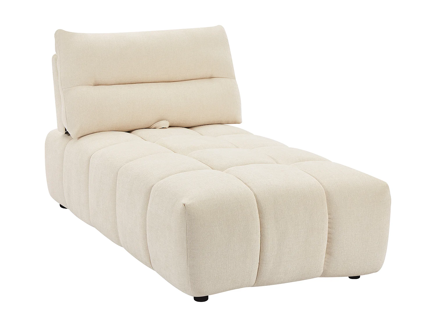 Szezlong z przesuwnym oparciem i beżową teksturowaną tapicerką - APOLIU