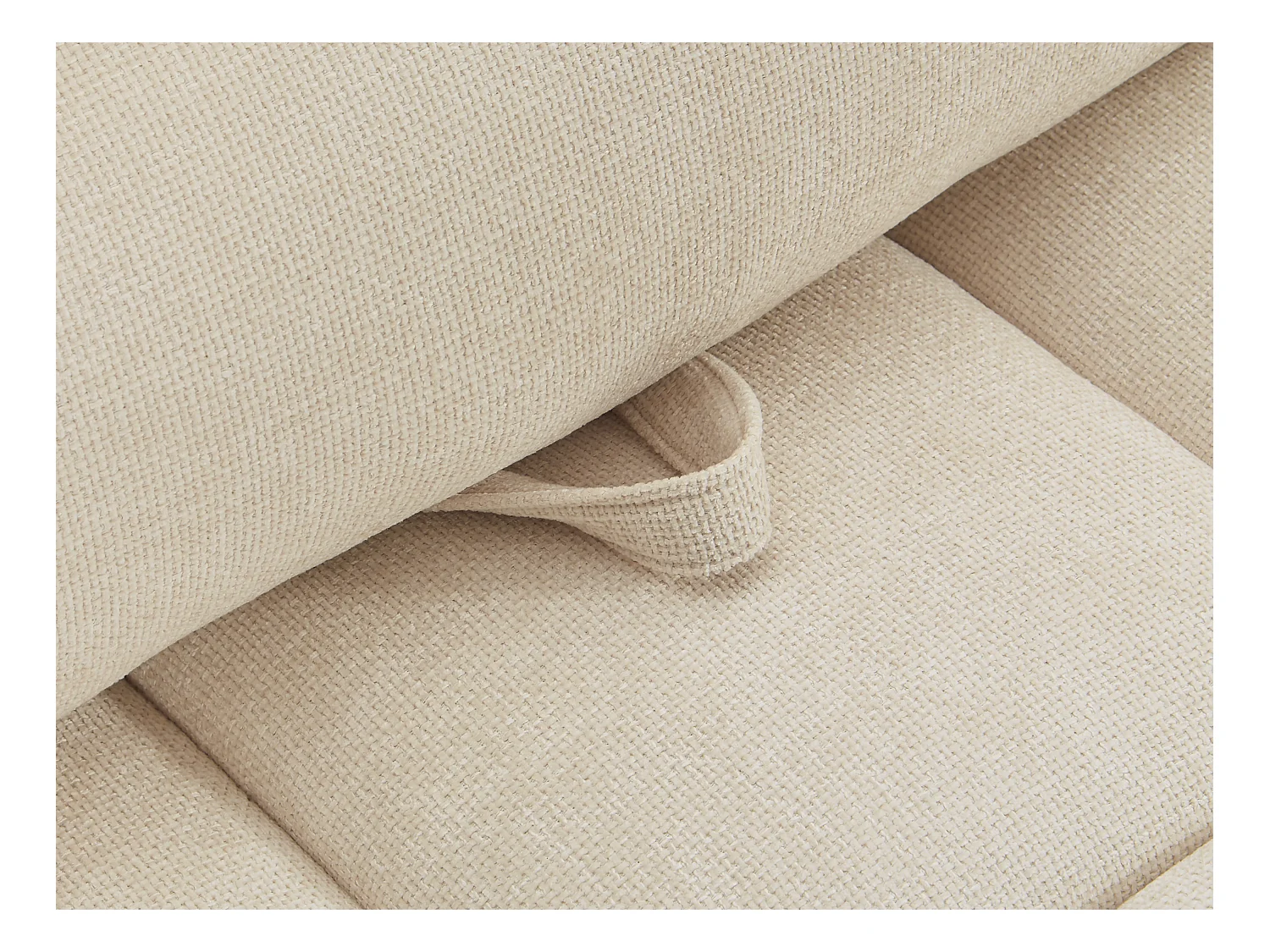 Méridienne dossier avance-recule en tissu texturé beige APOLIU