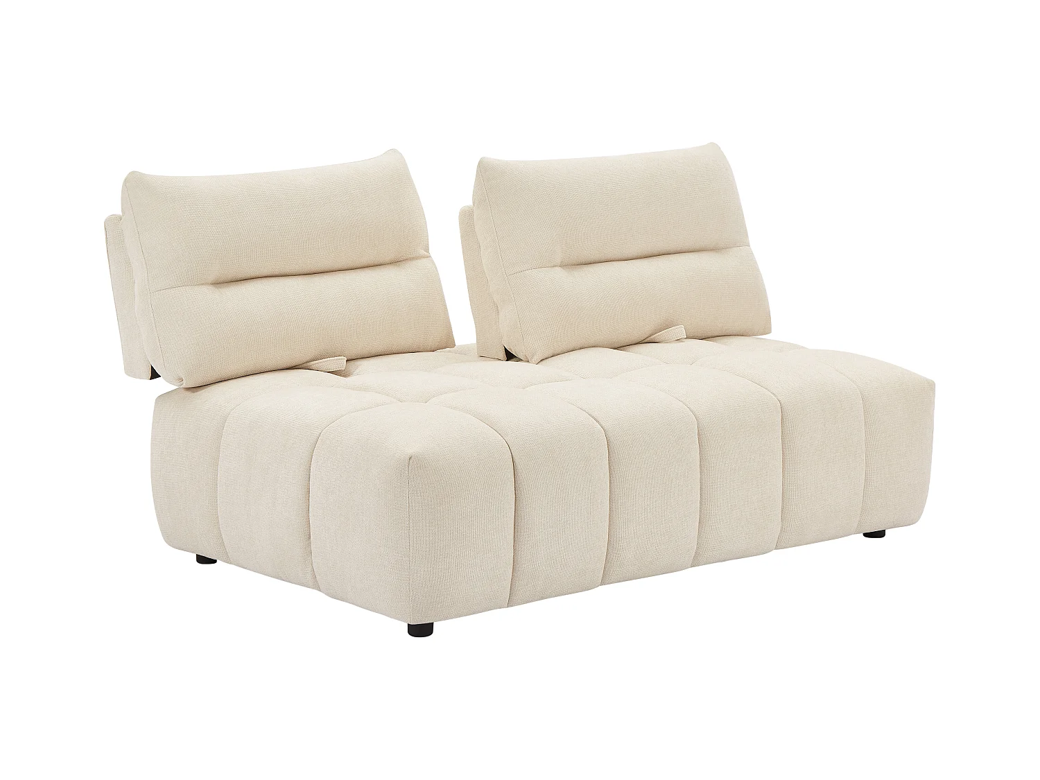 Sofá de 2 plazas con respaldo movible hacia adelante y hacia atrás en tela texturizada beige APOLIU