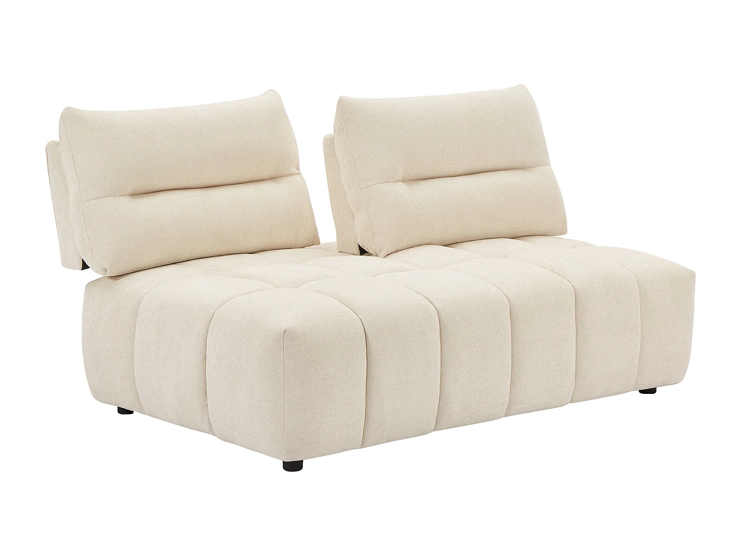 Canapé 2 places dossier avance-recule en tissu texturé beige APOLIU