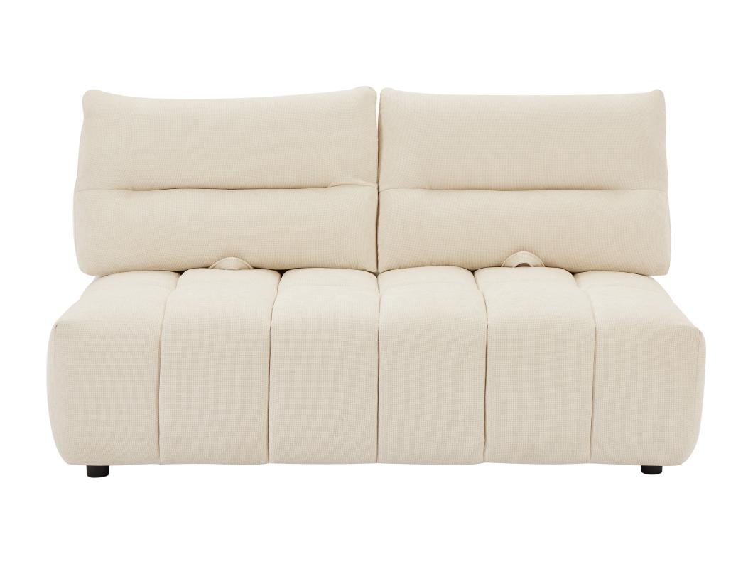 Canapé 2 places dossier avance-recule en tissu texturé beige APOLIU