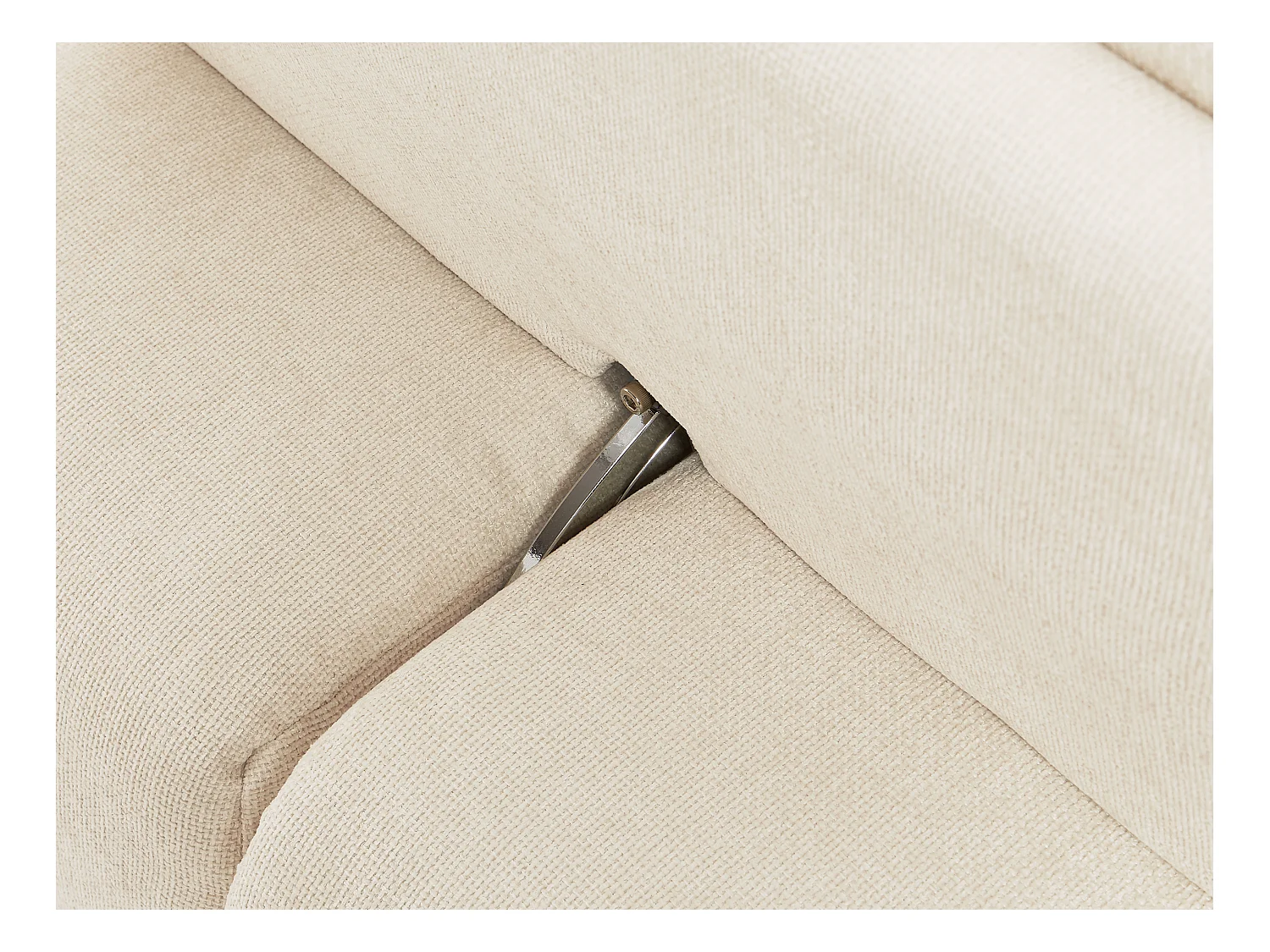 Fauteuil d'angle dossier avance-recule en tissu texturé beige APOLIU