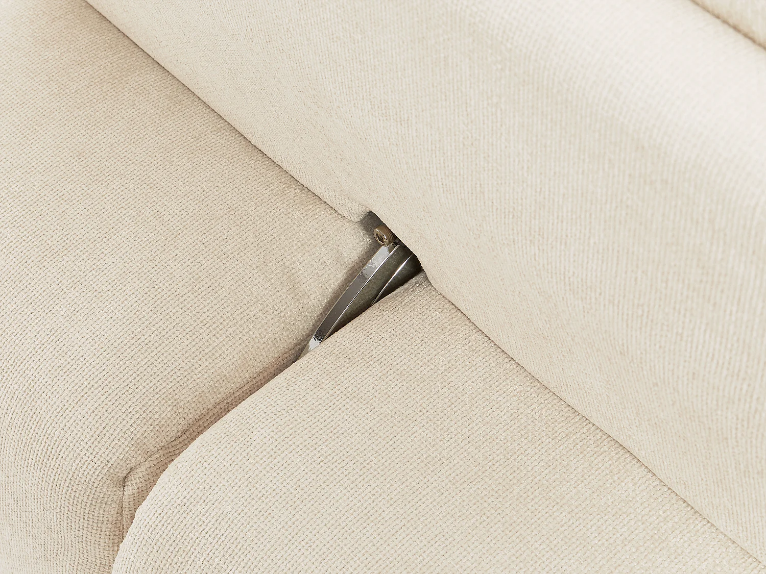 Fauteuil d'angle dossier avance-recule en tissu texturé beige APOLIU