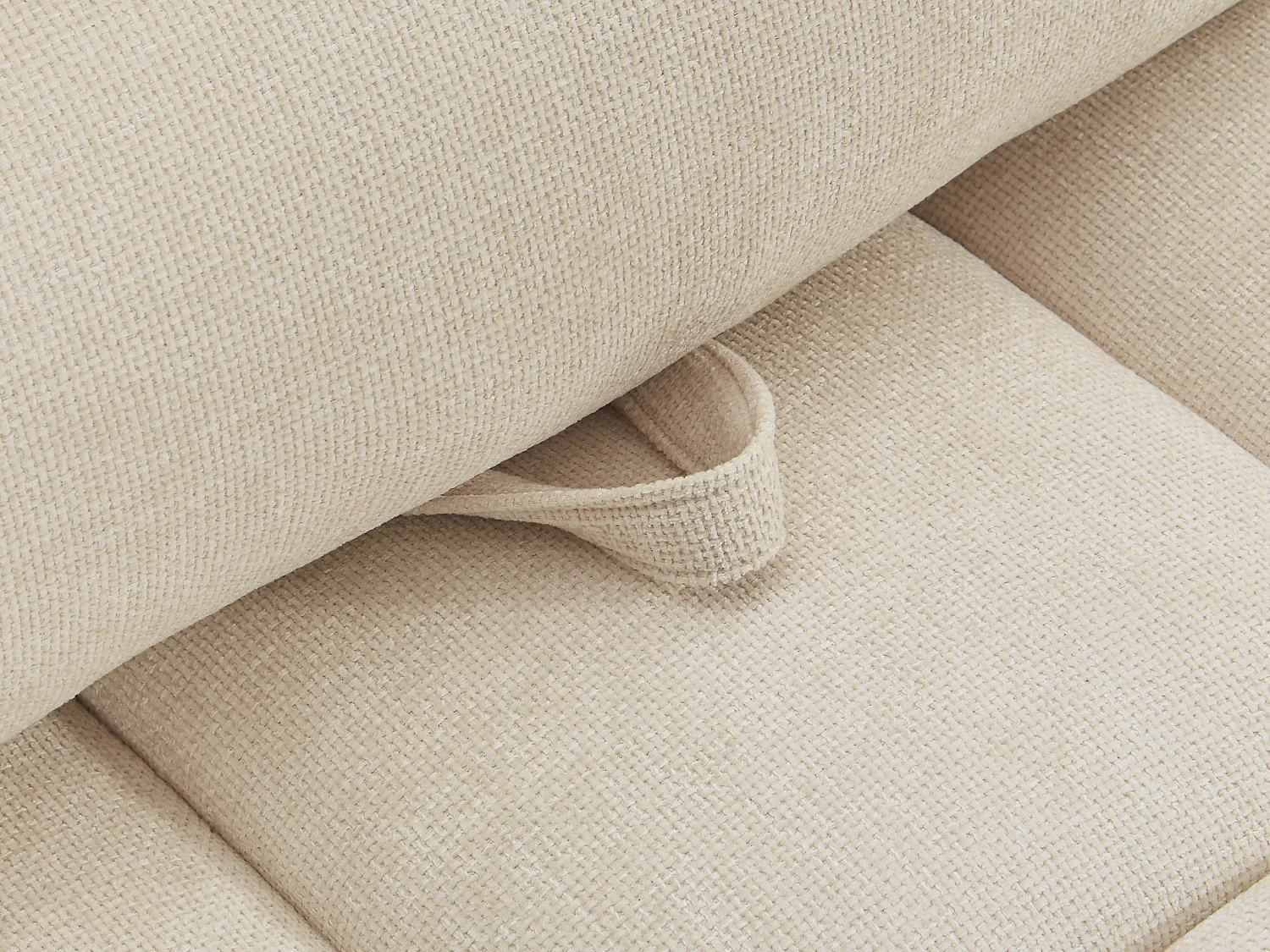 Fauteuil d'angle dossier avance-recule en tissu texturé beige APOLIU