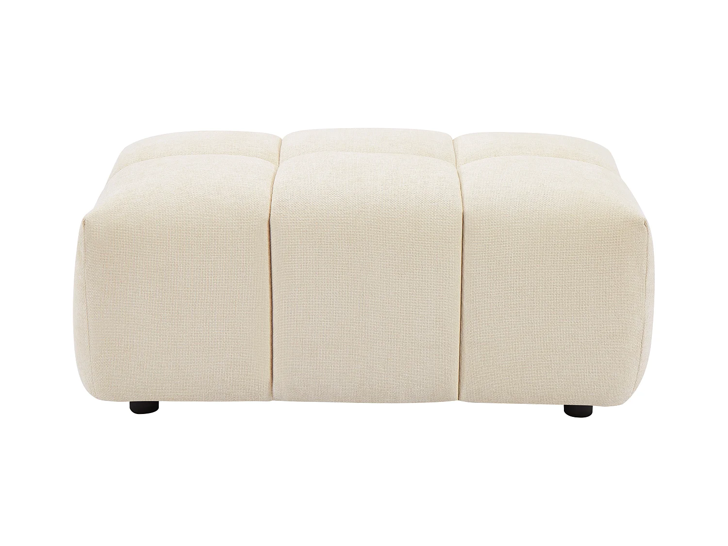 Pouf en tissu texturé beige APOLIU