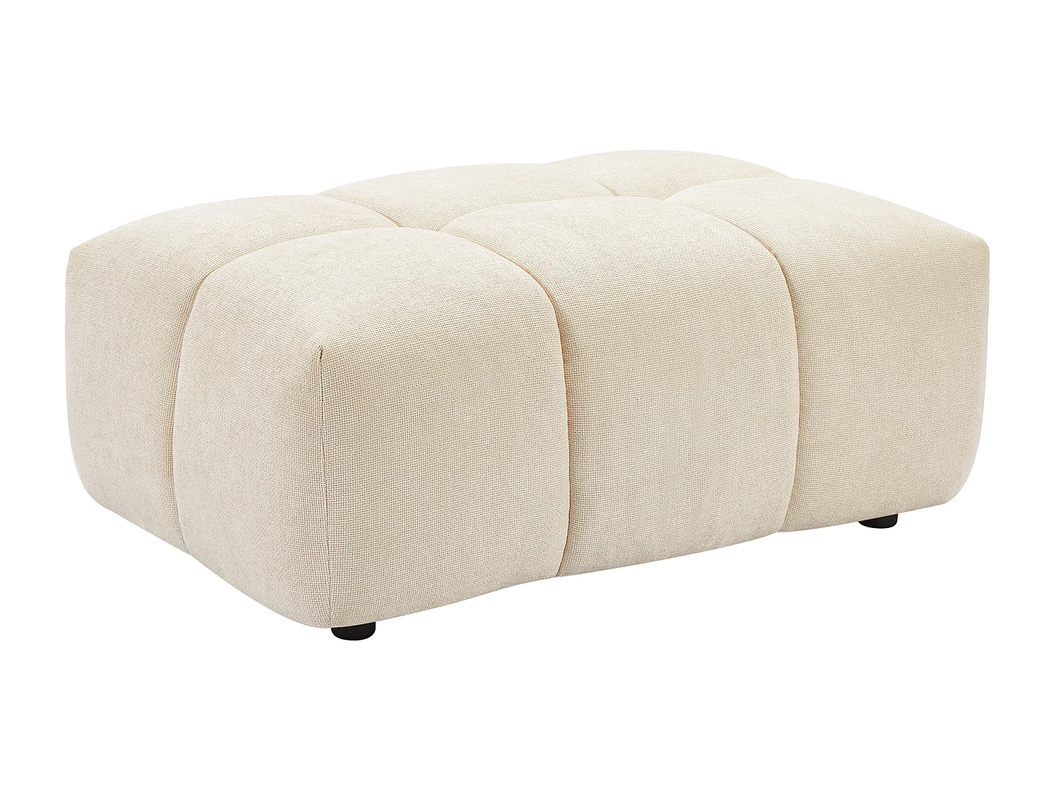 Pouf en tissu texturé beige APOLIU
