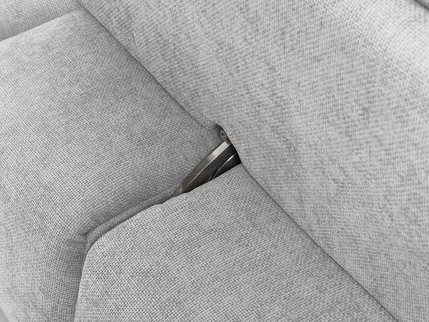 Méridienne dossier avance-recule en tissu texturé gris clair APOLIU