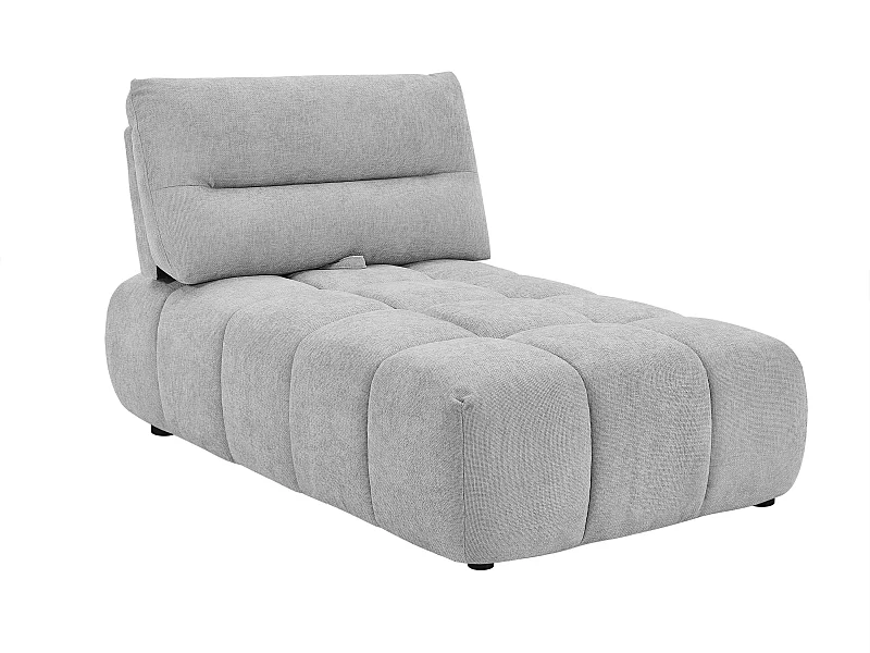 Méridienne dossier avance-recule en tissu texturé gris clair APOLIU