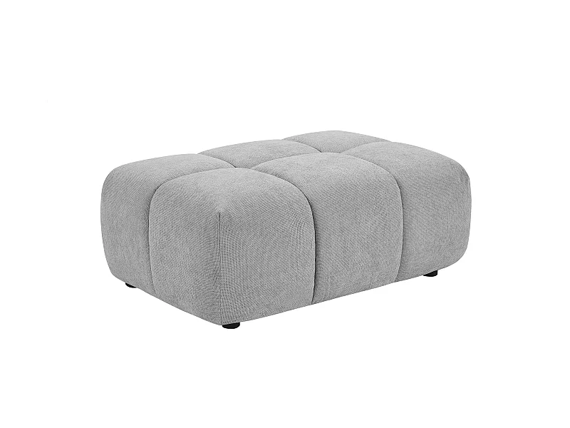 Puf z jasnoszarą teksturowaną tapicerką - APOLIU