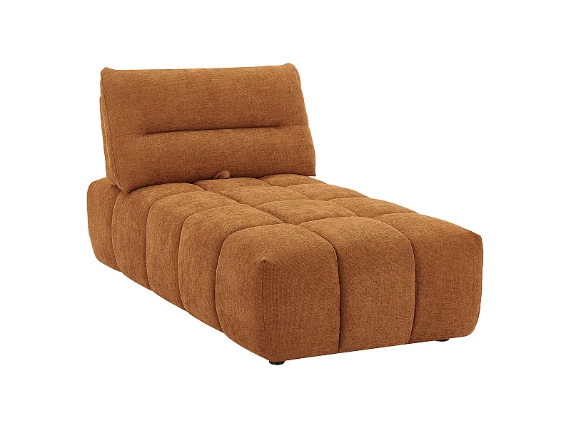 Szezlong z przesuwnym oparciem i terakotową teksturowaną tapicerką - APOLIU