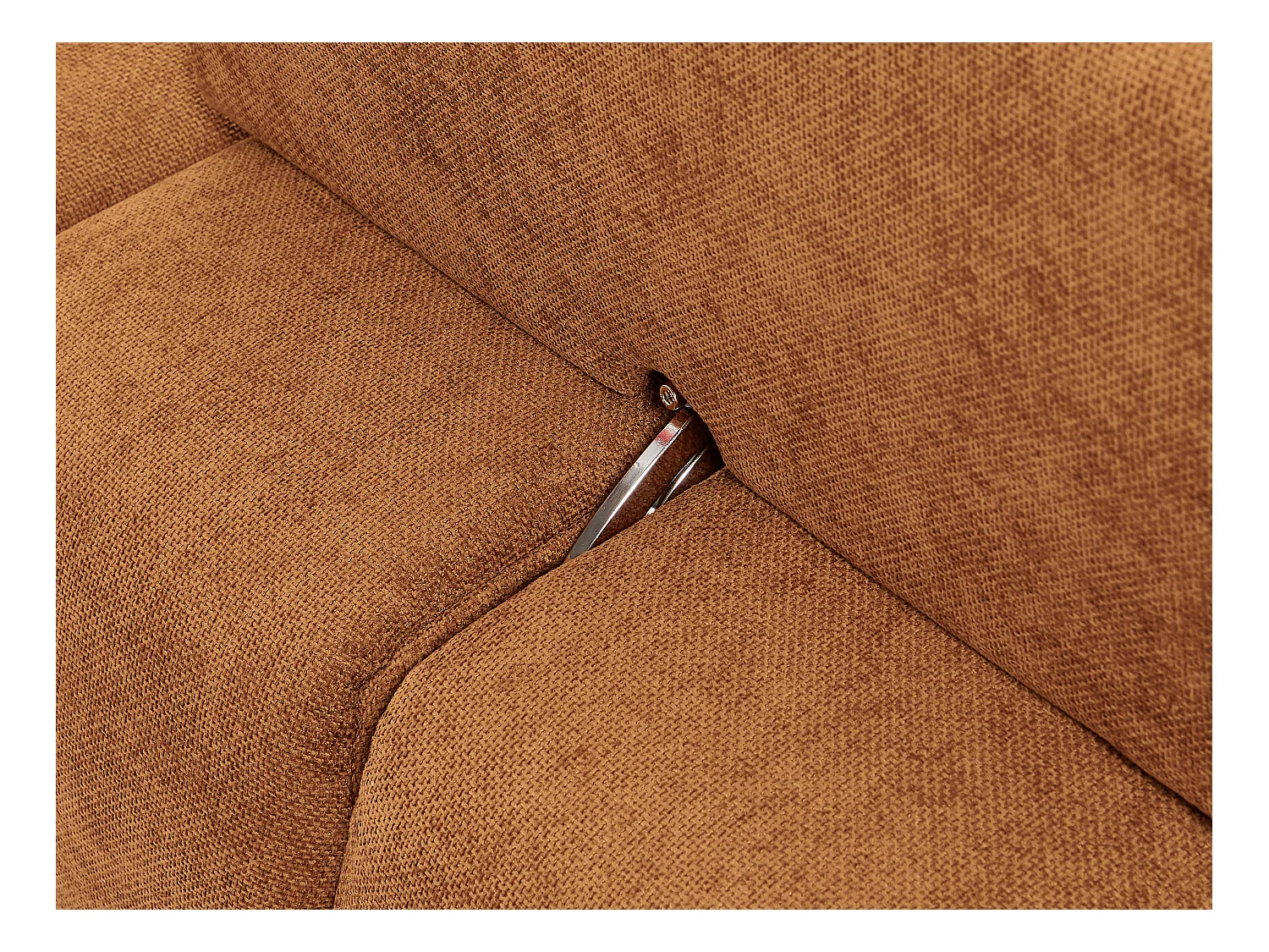 Méridienne dossier avance-recule en tissu texturé terracotta APOLIU