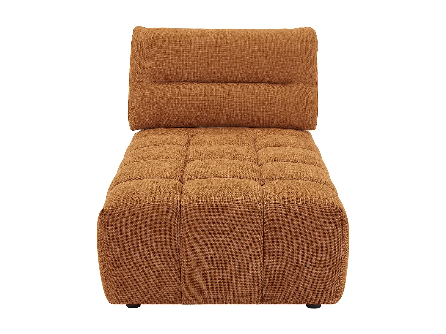 Meridienne met schuivende rugleuning van terracottakleurige stof met textuur APOLIU