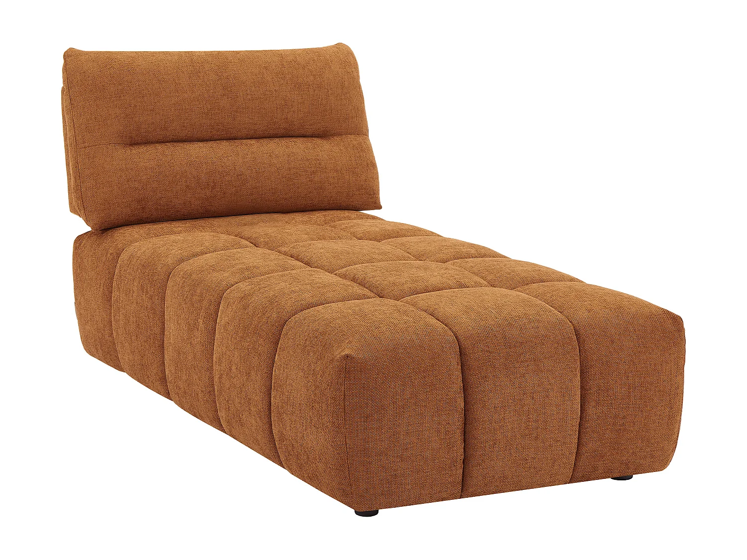 Meridienne met schuivende rugleuning van terracottakleurige stof met textuur APOLIU