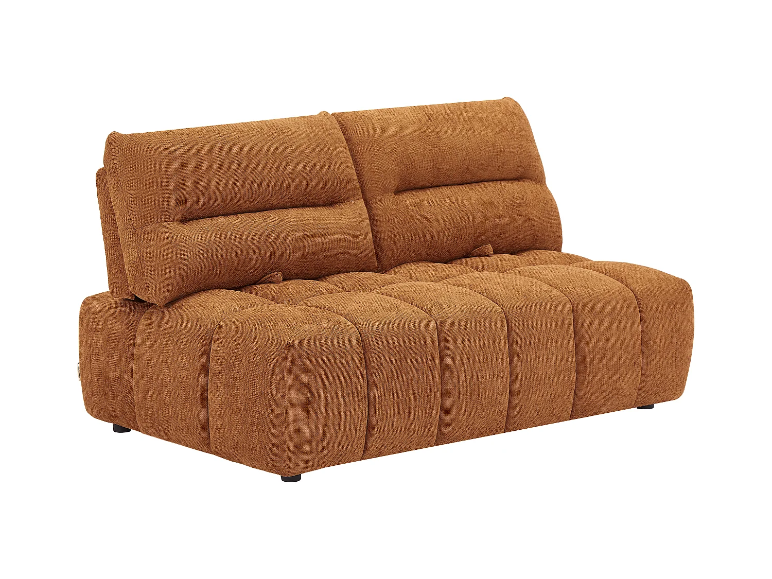 Meridienne voor 2 personen met schuivende rugleuning van terracottakleurige stof met textuur APOLIU