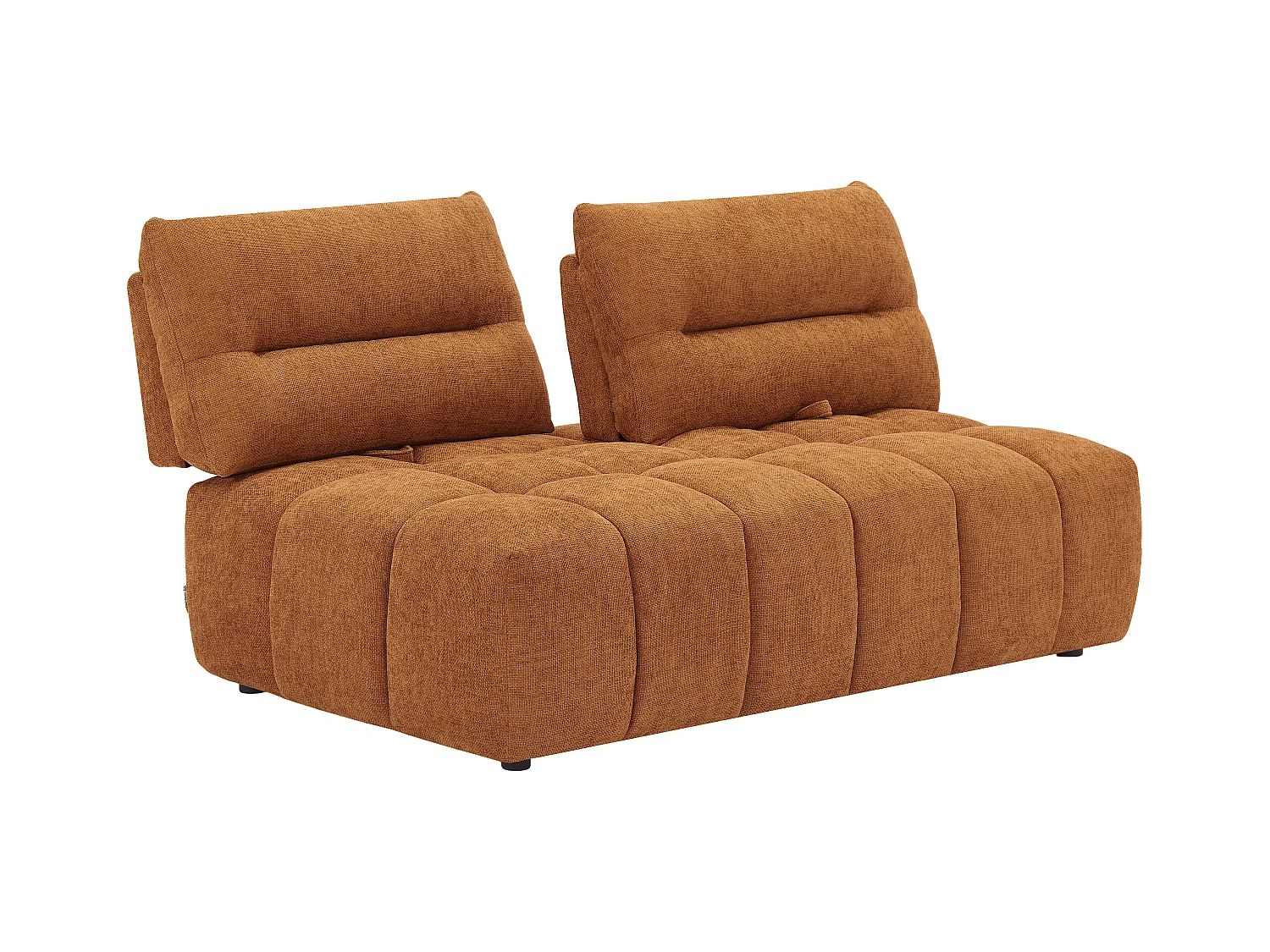 Meridienne voor 2 personen met schuivende rugleuning van terracottakleurige stof met textuur APOLIU