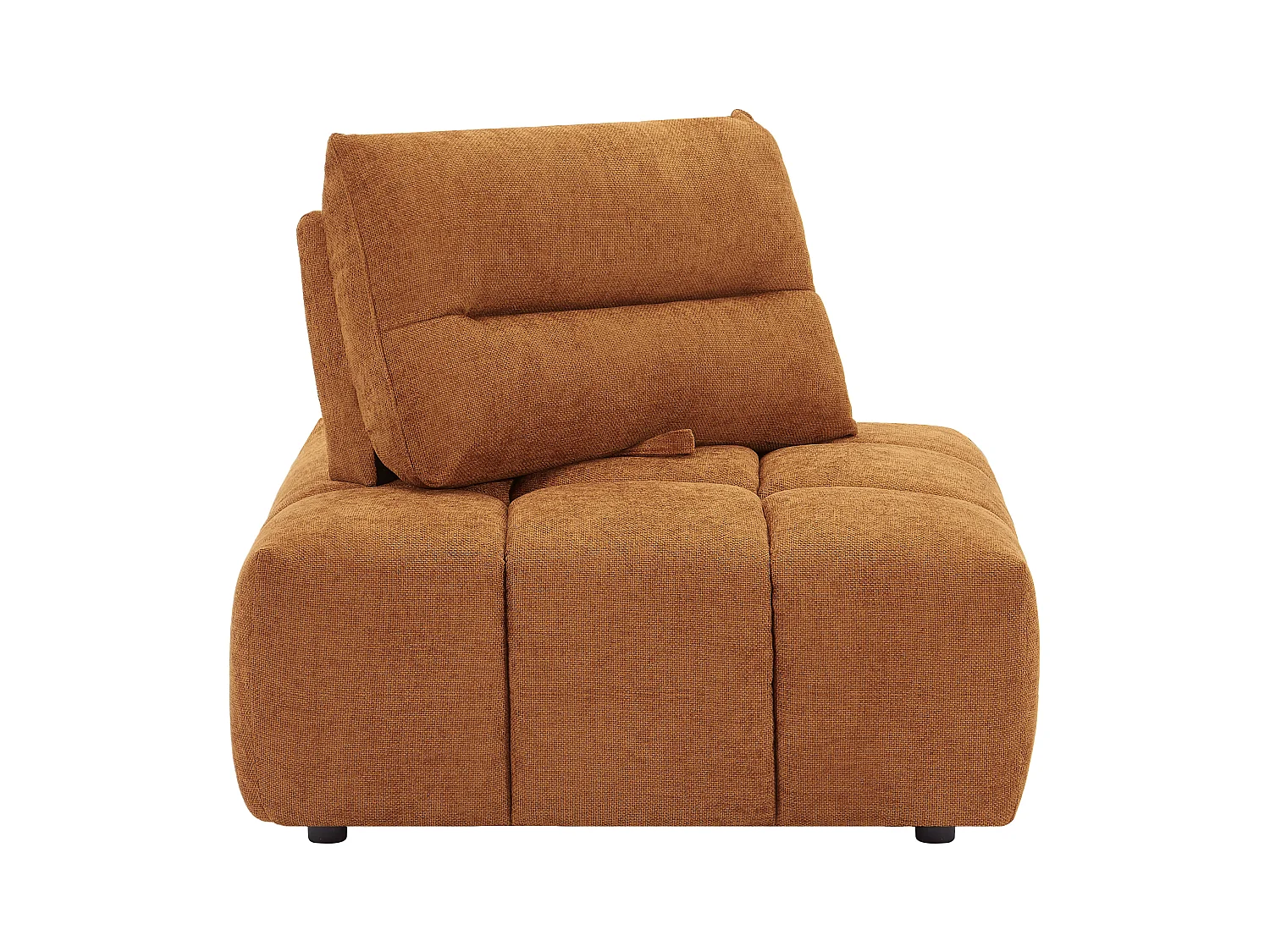 Hoekfauteuil met schuivende rugleuning van terracottakleurige stof met textuur APOLIU