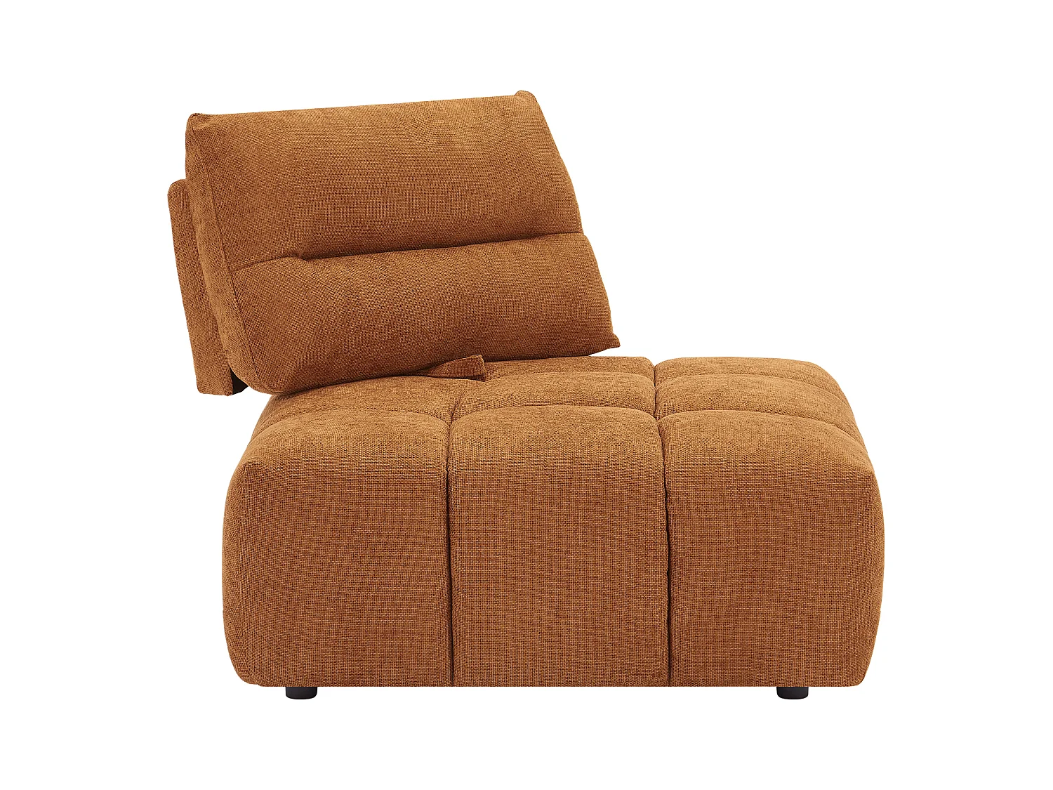 Hoekfauteuil met schuivende rugleuning van terracottakleurige stof met textuur APOLIU
