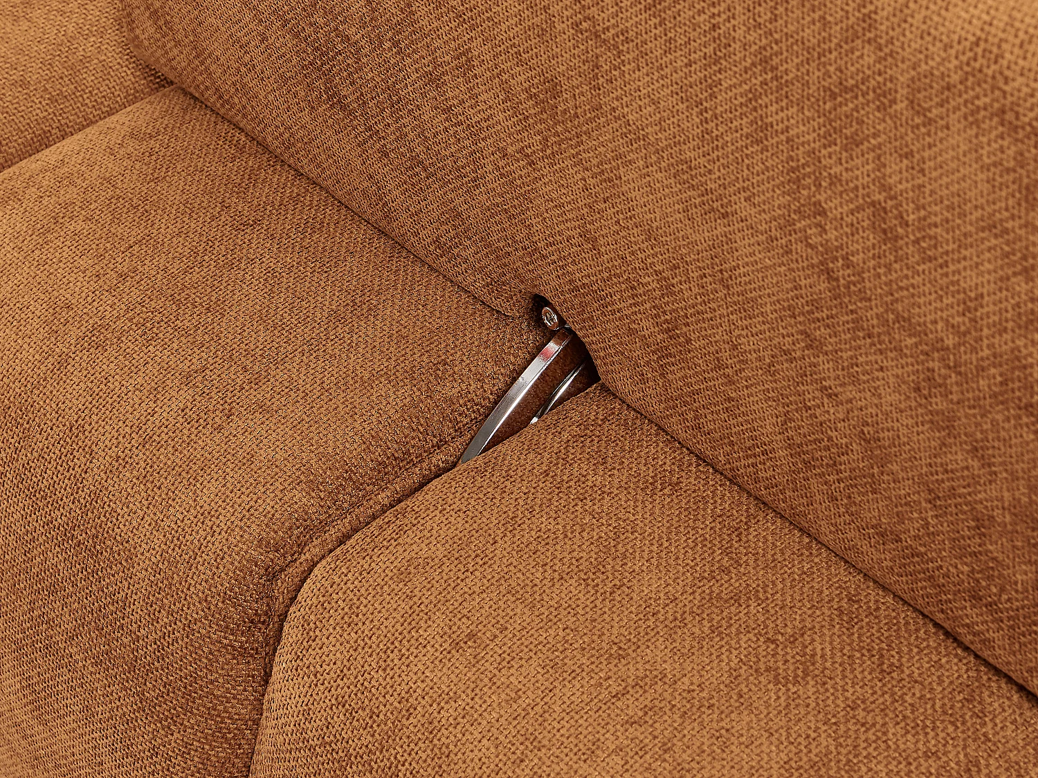 Fauteuil d'angle dossier avance-recule en tissu texturé terracotta APOLIU