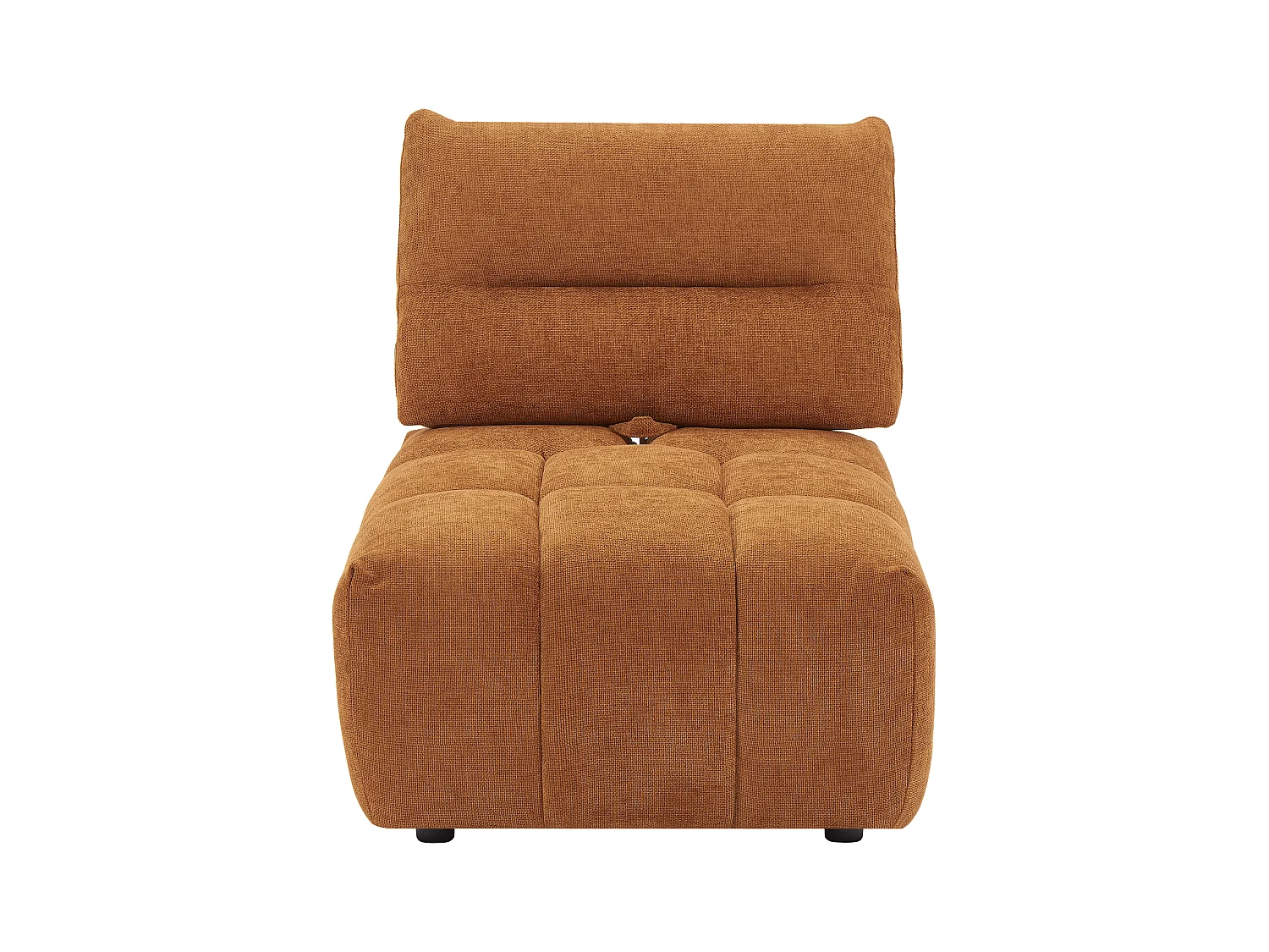 Fauteuil met schuivende rugleuning van terracottakleurige stof met textuur APOLIU