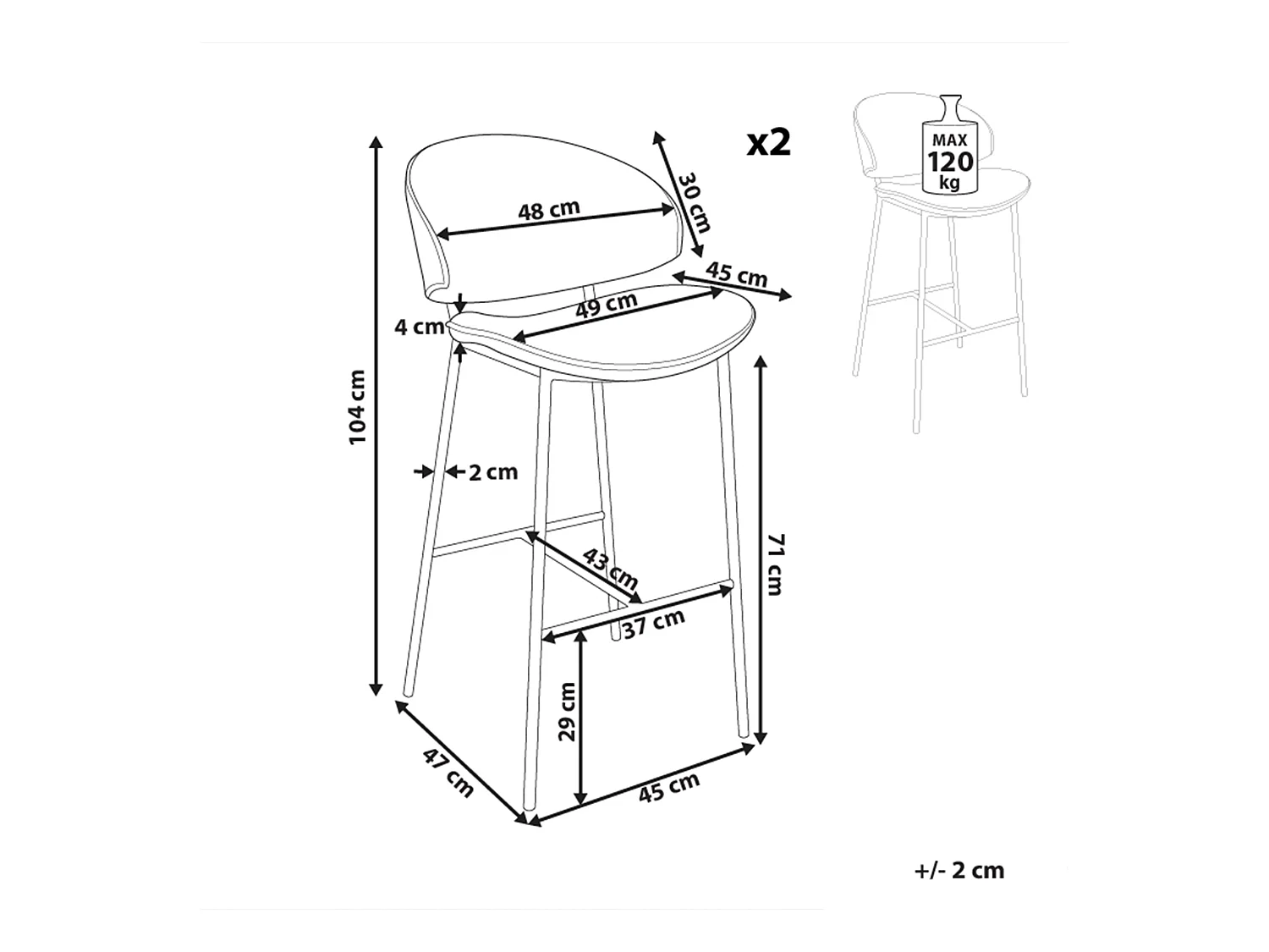 Set van 2 barstoelen KIANA Marineblauw