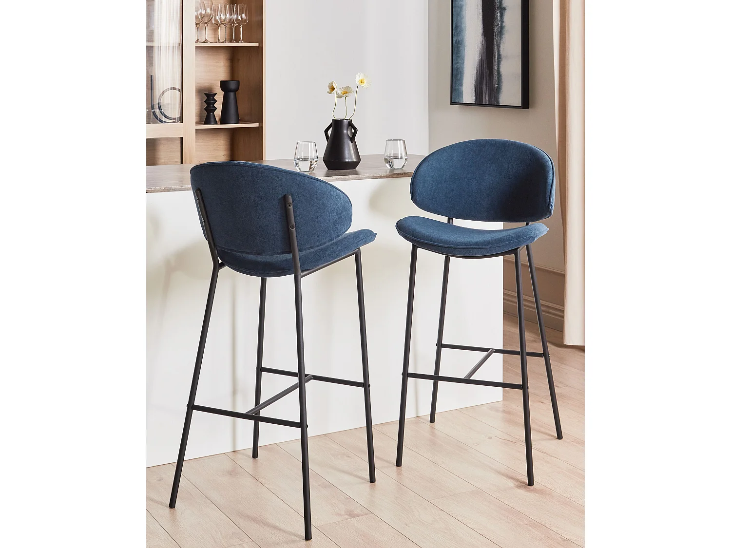Set mit 2 Barstühlen KIANA Marineblau