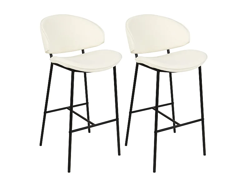 Set mit 2 Barstühlen KIANA Creme