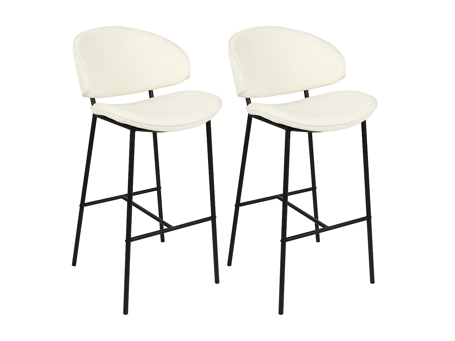 Set mit 2 Barstühlen KIANA Creme