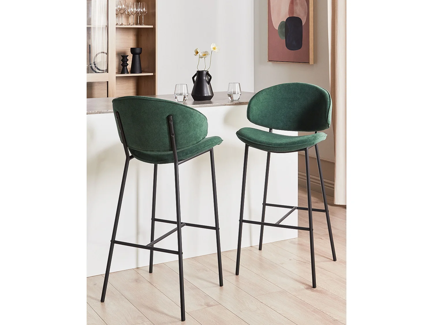 Lot de 2 chaises de bar KIANA Vert foncé