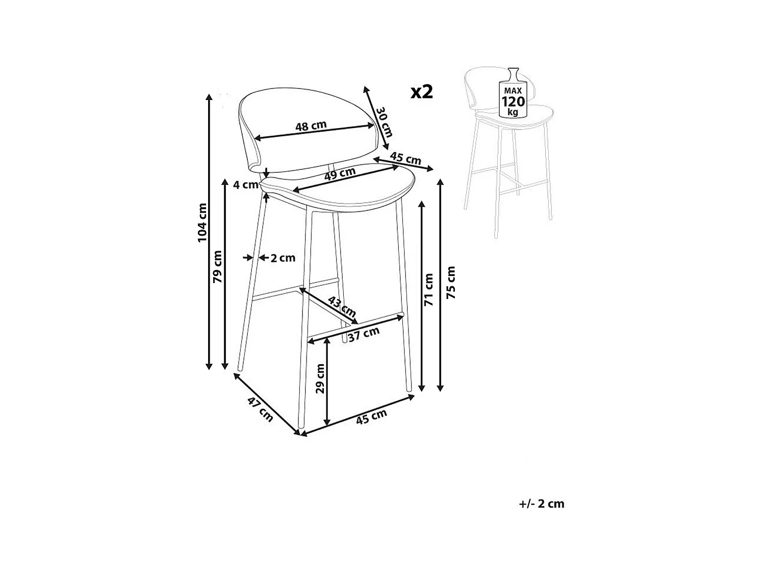 Set van 2 barstoelen KIANA Oranje