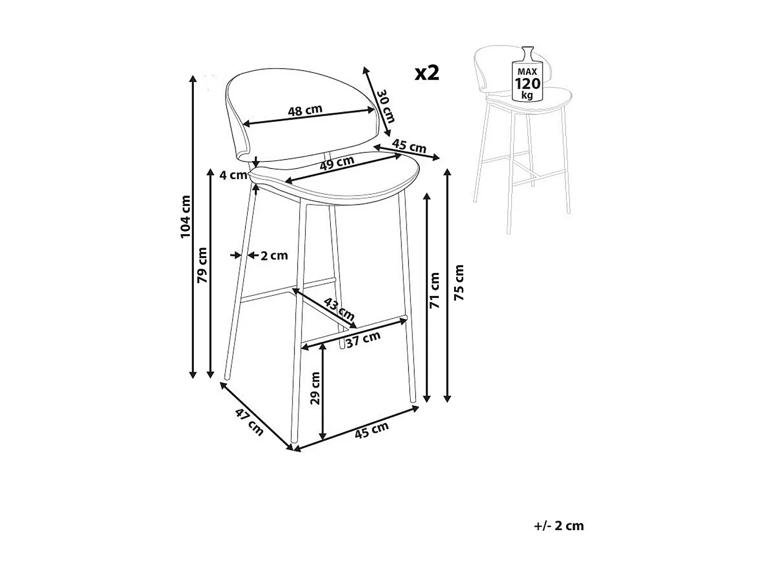 Set van 2 barstoelen KIANA Oranje