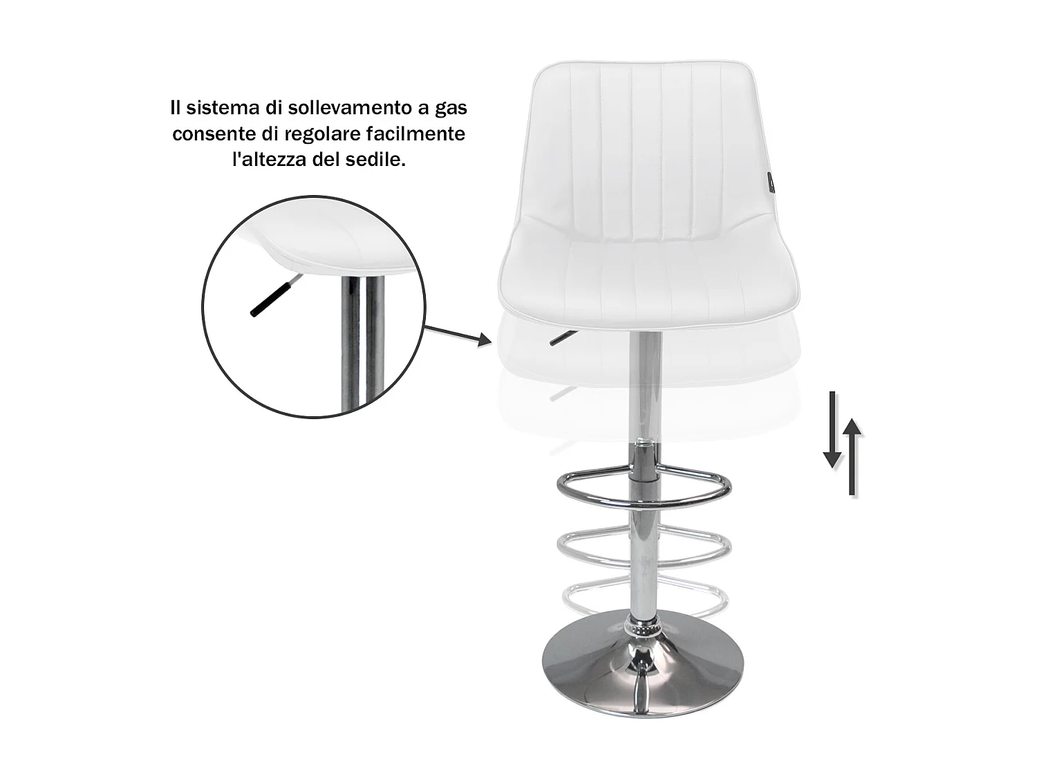 Sgabello cucina bianco, sgabello alto bar mod. Eric