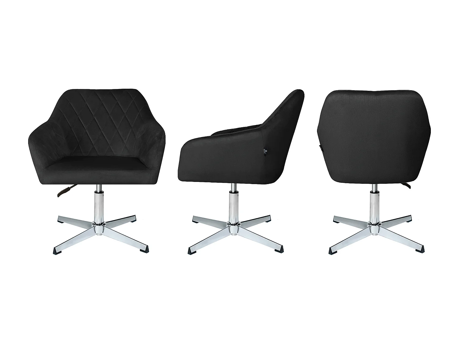 Poltrona ufficio regolabile in altezza in velluto nero, poltrona girevole mod. Louise
