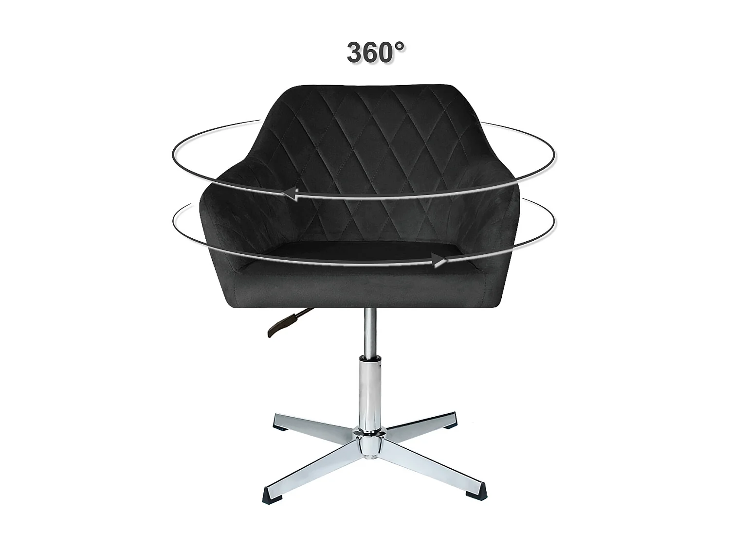 Poltrona ufficio regolabile in altezza in velluto nero, poltrona girevole mod. Louise