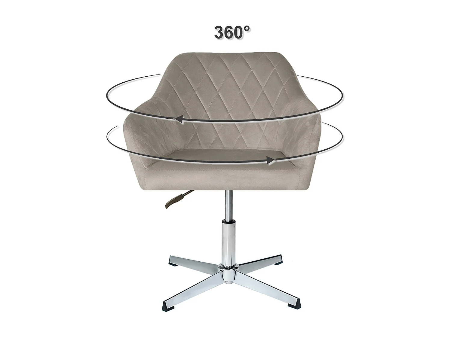 Poltrona ufficio regolabile in altezza in velluto tortora, poltrona girevole mod. Louise