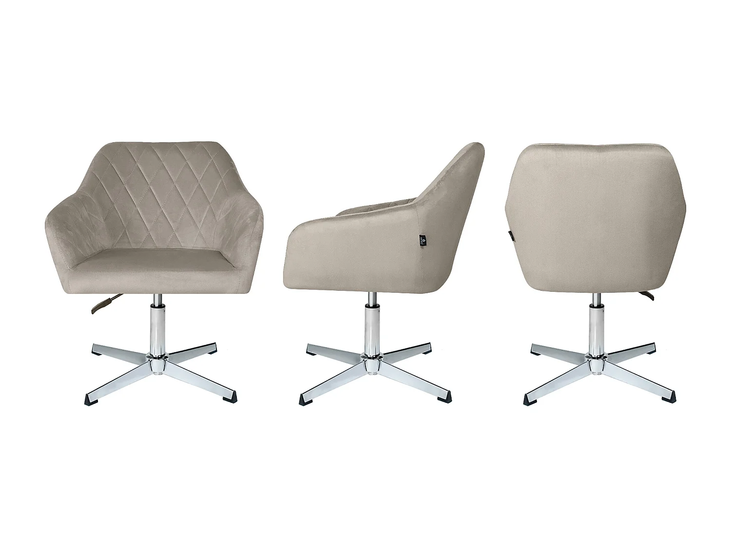 Poltrona ufficio regolabile in altezza in velluto tortora, poltrona girevole mod. Louise