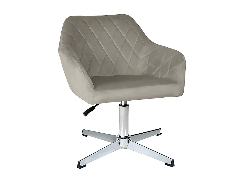 Poltrona ufficio regolabile in altezza in velluto tortora, poltrona girevole mod. Louise