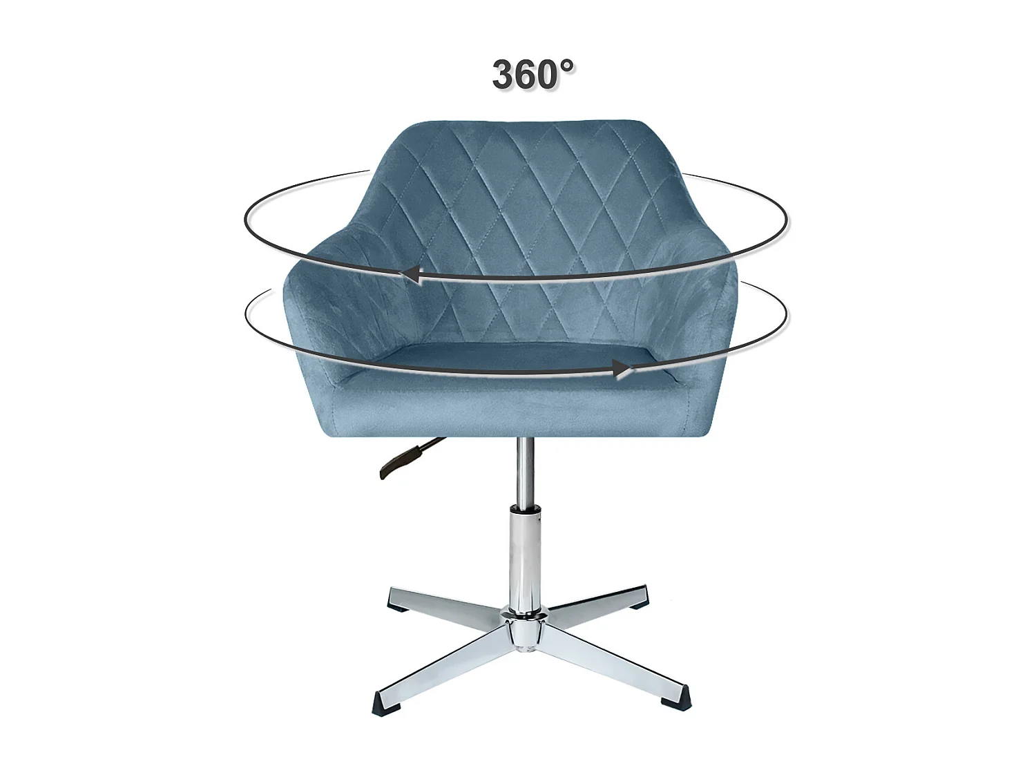 Poltrona ufficio regolabile in altezza in velluto carta da zucchero, poltrona girevole mod. Louise