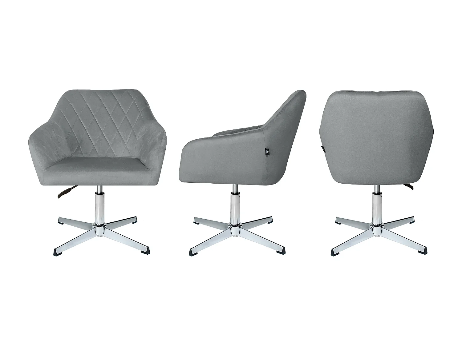 Poltrona ufficio regolabile in altezza in velluto grigio, poltrona girevole mod. Louise