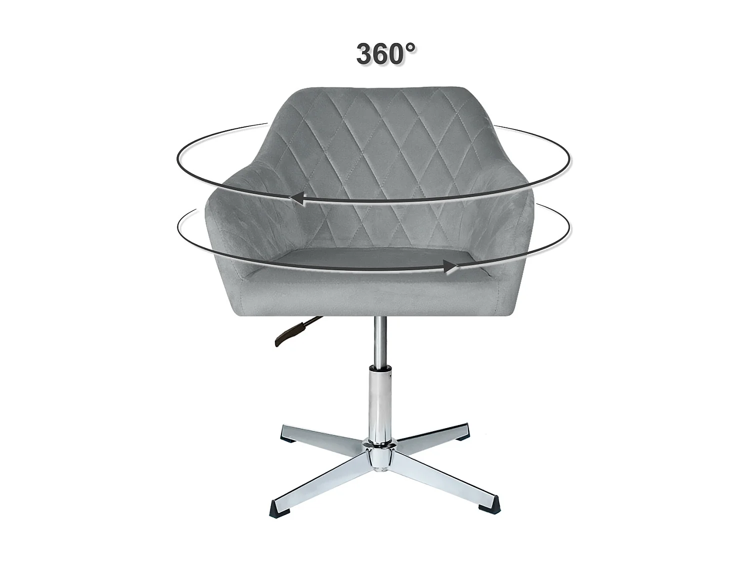 Poltrona ufficio regolabile in altezza in velluto grigio, poltrona girevole mod. Louise