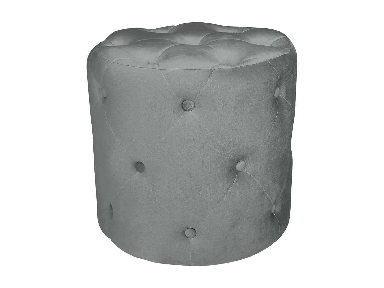 Pouf in velluto capitonné grigio, poggiapiedi mod. Honey