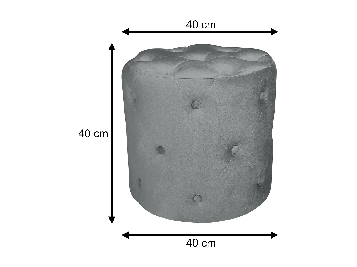 Pouf in velluto capitonné grigio, poggiapiedi mod. Honey