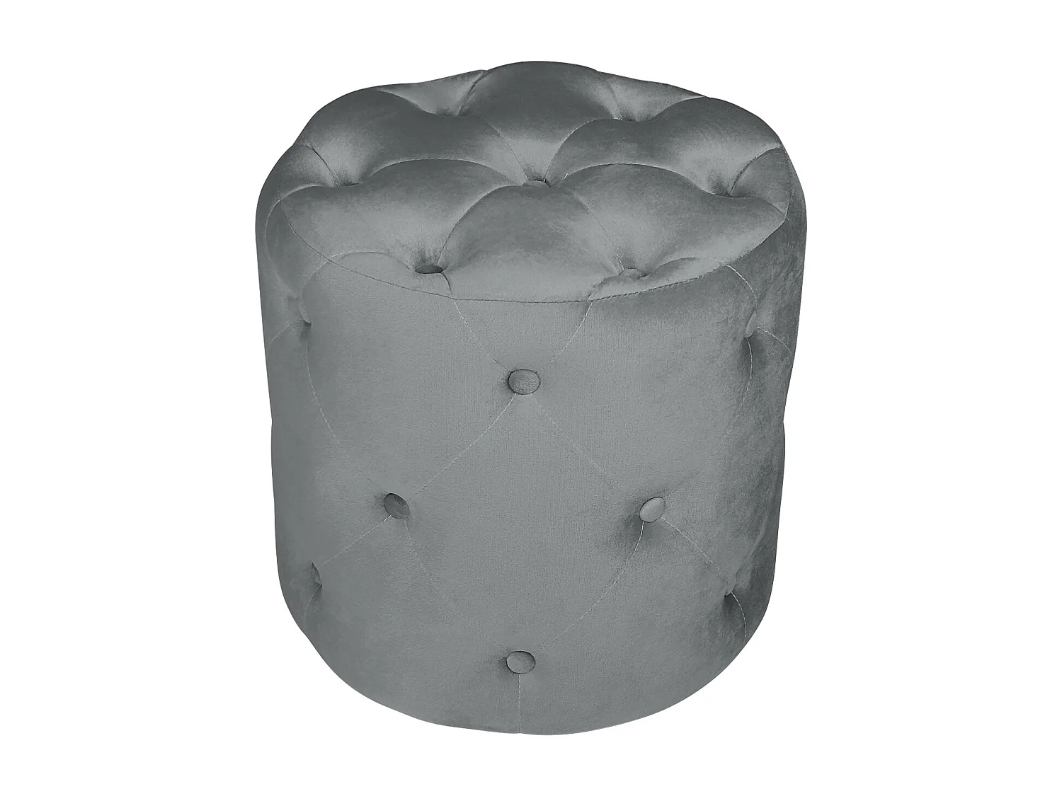 Pouf in velluto capitonné grigio, poggiapiedi mod. Honey