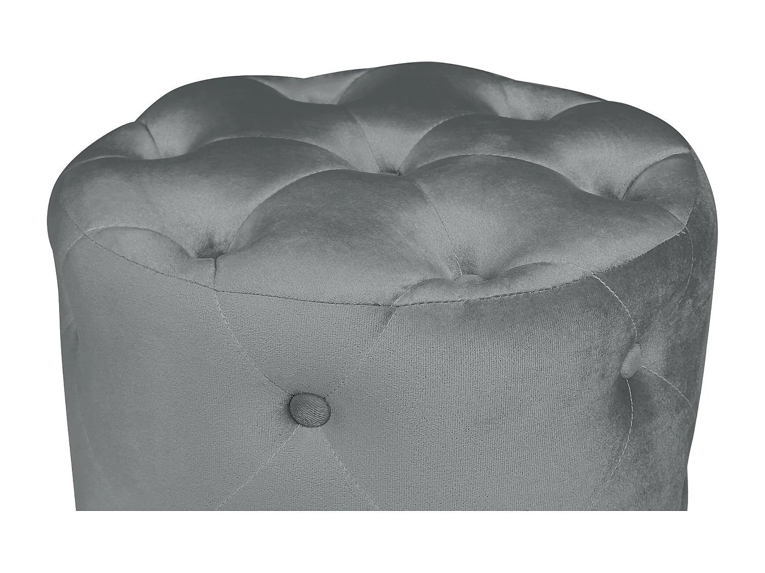Pouf in velluto capitonné grigio, poggiapiedi mod. Honey