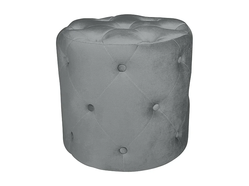 Pouf in velluto capitonné grigio, poggiapiedi mod. Honey