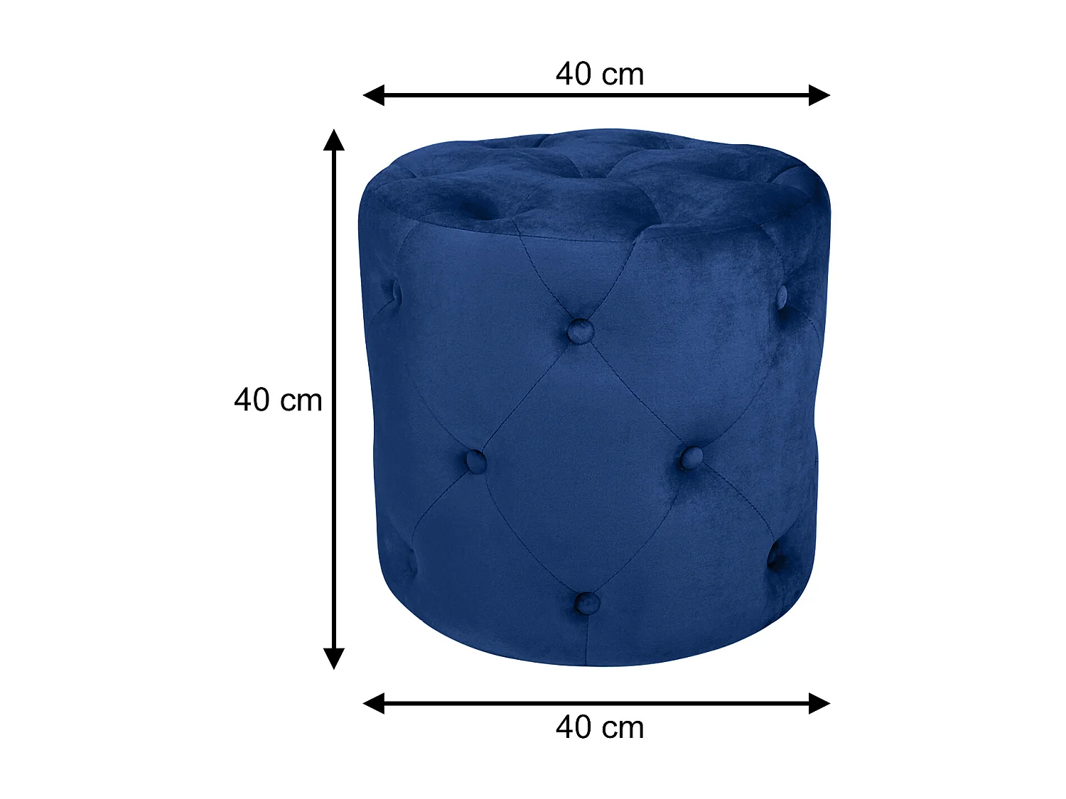 Pouf in velluto capitonné blu, poggiapiedi mod. Honey